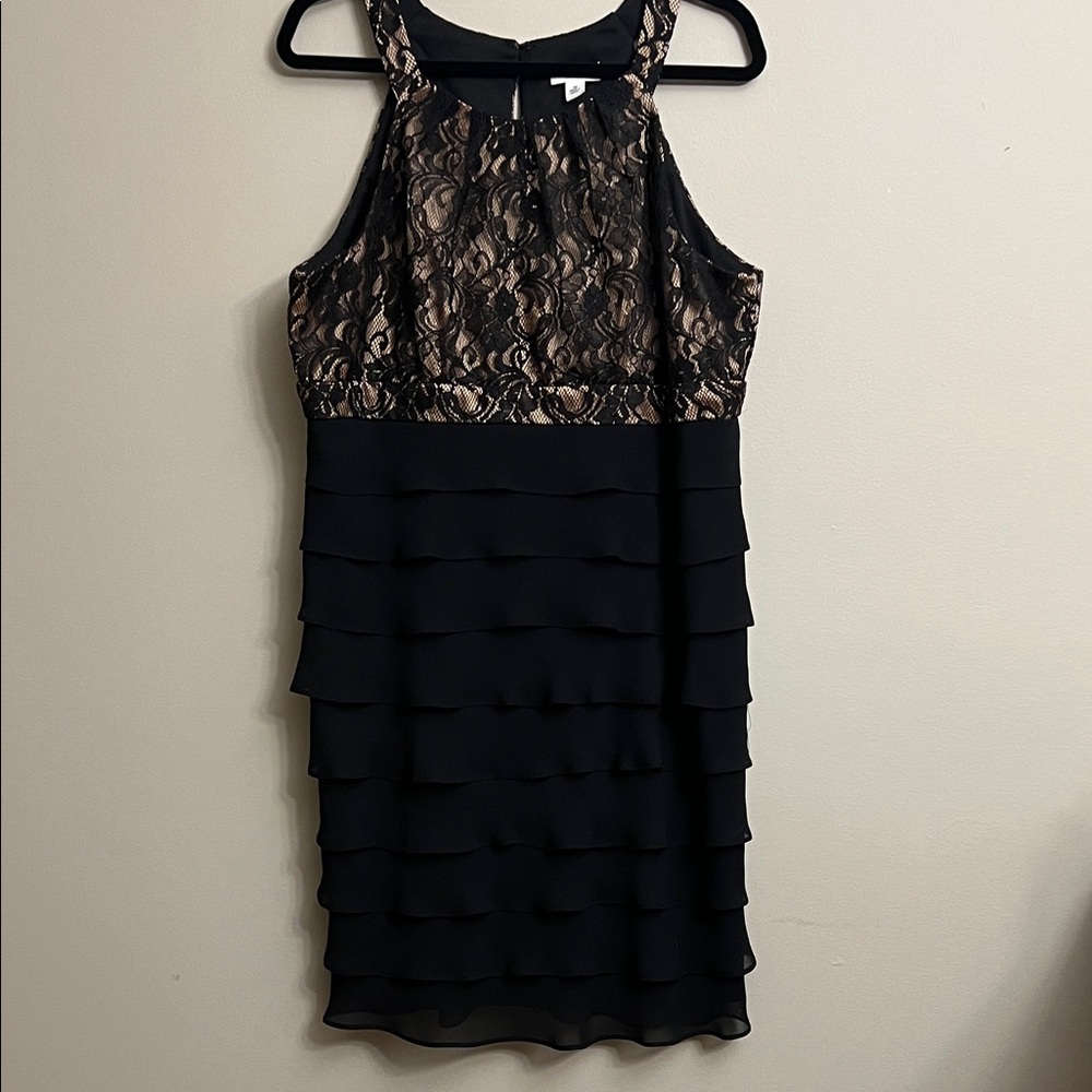 #80 Laura Black Lace Tiered Dress Size 16